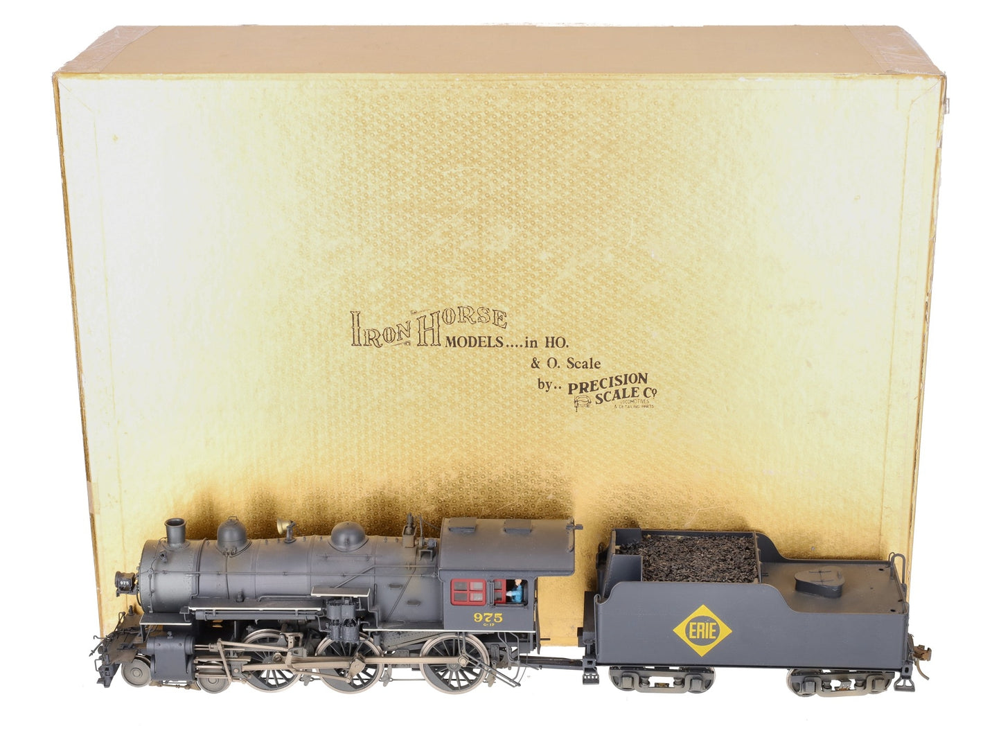 Precision Scale Co. O Brass Erie 4-6-0 Steam Loco & Tender #975 (2-Rail) - CP/Box