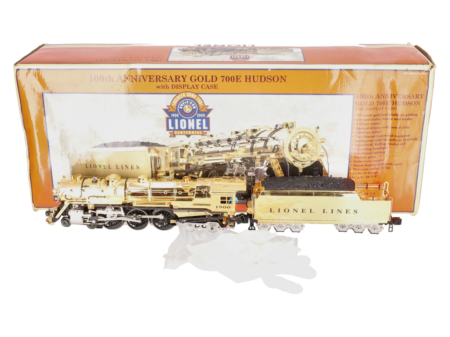Lionel 6-28062 Gold Plated 700E J-1E Hudson Steam Locomotive & Tender #1900 EX/Box