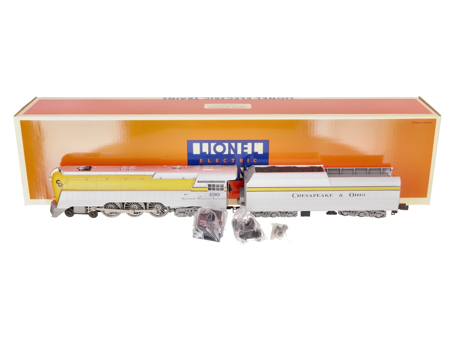 Lionel 6-18043 O Chesapeake & Ohio Streamlined Hudson & Tender #490 with RSII EX/Box
