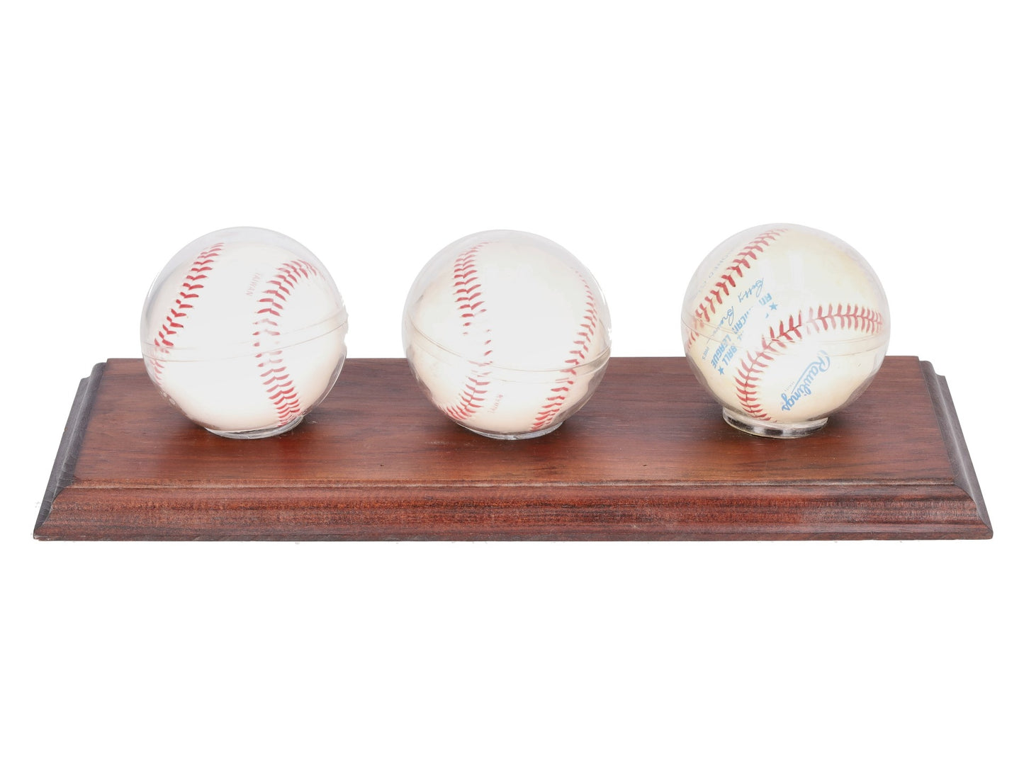 Whitey Ford, Lou Brock, & Bob Gibson Autographed Baseballs w/Wooden Display VG