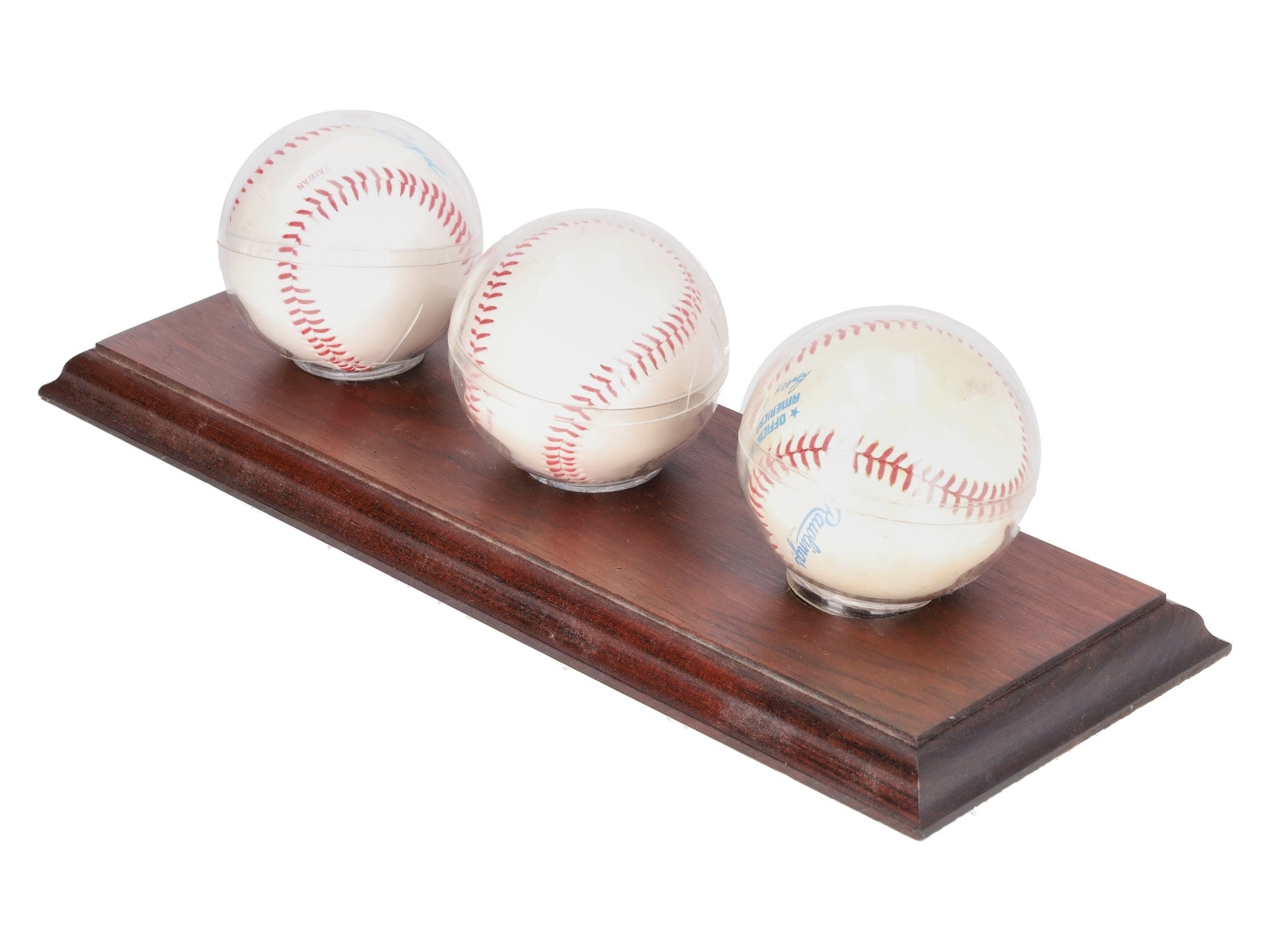 Whitey Ford, Lou Brock, & Bob Gibson Autographed Baseballs w/Wooden Display VG