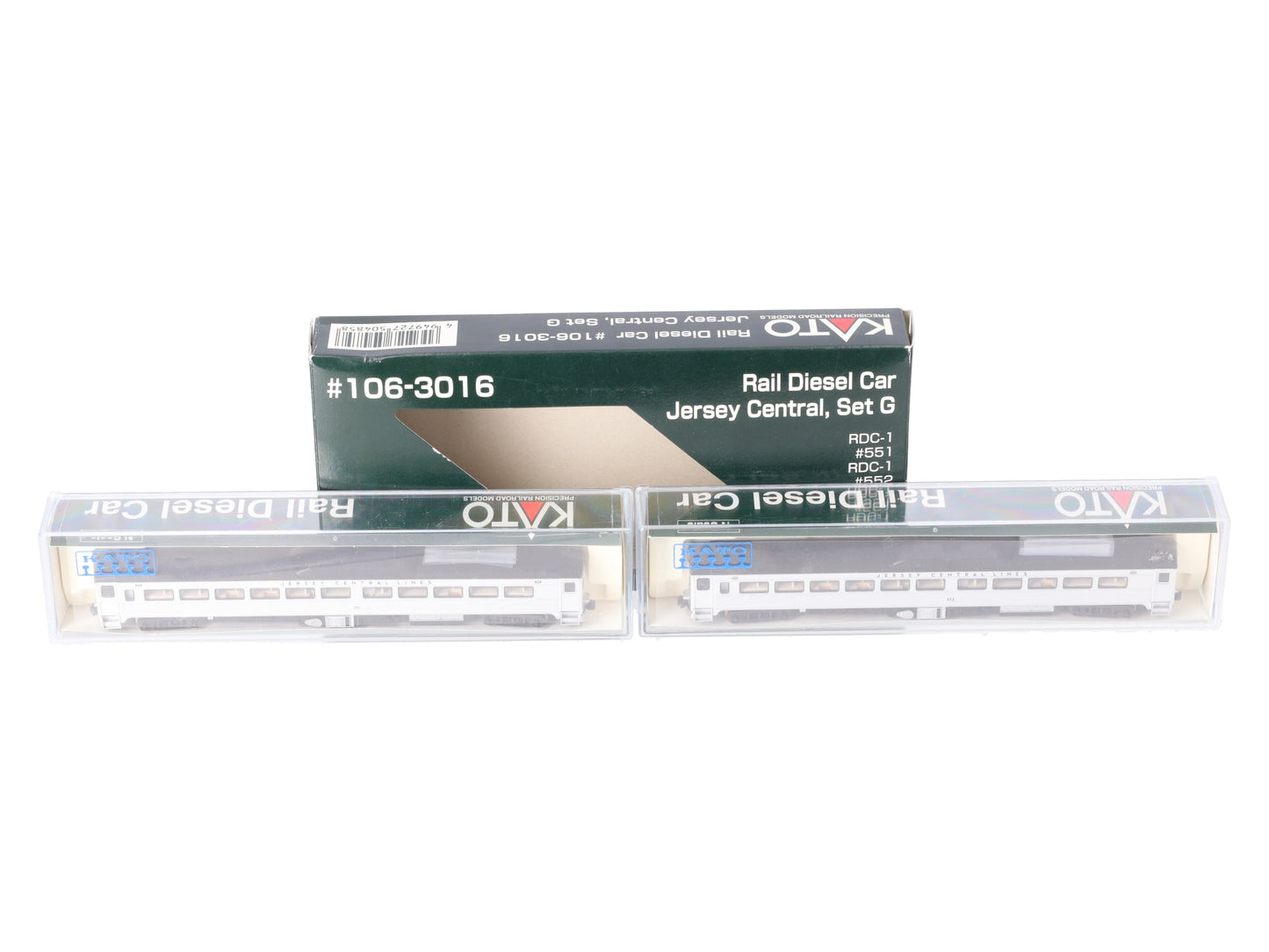 Kato 106-3016 N Scale Jersey Central Rail Diesel Car-Set G #551/552 (Set of 2) LN/Box
