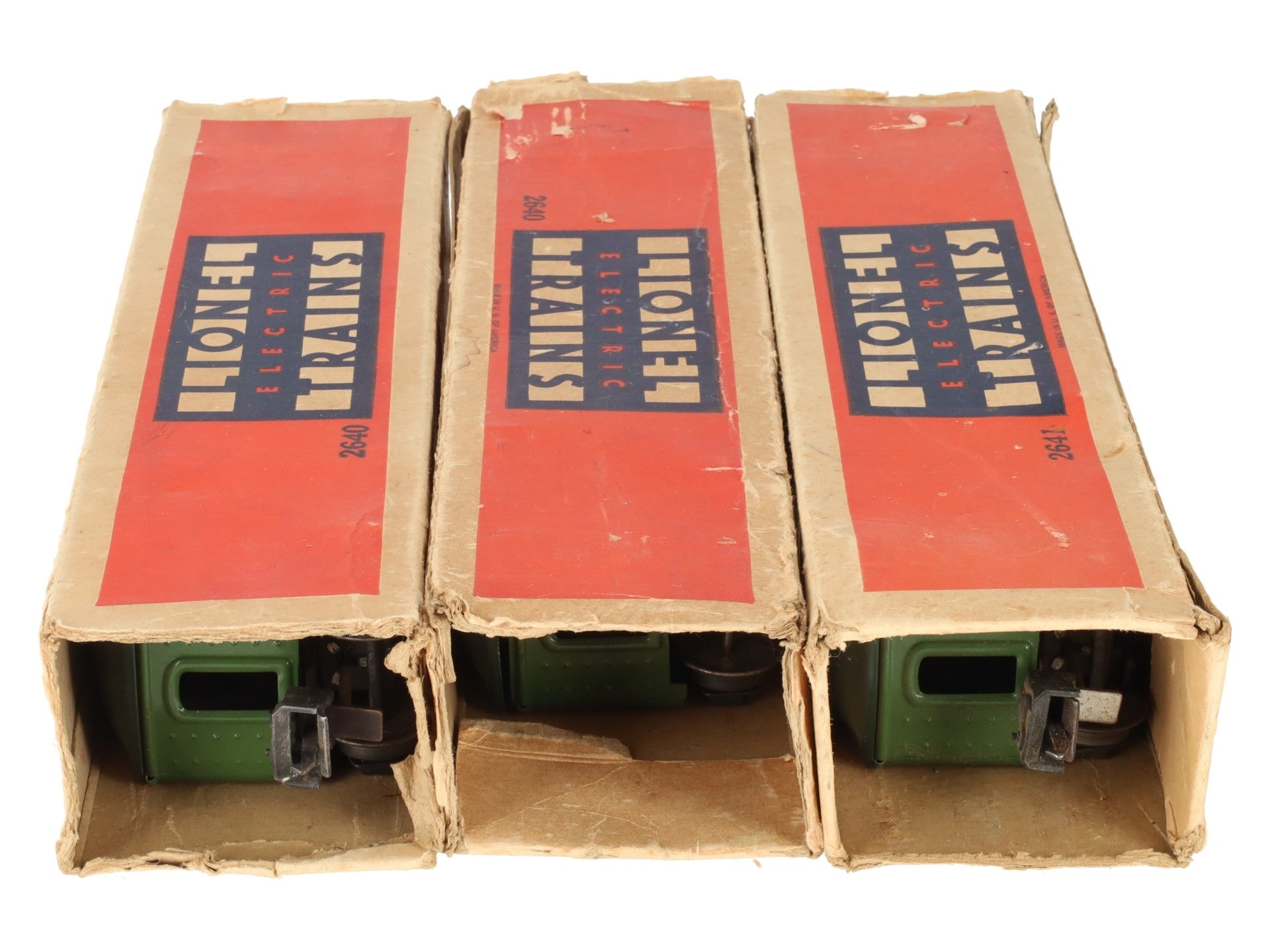Lionel 2640S Vintage O Prewar Green/Cream Pullman Passenger Set: 2640 2640 2641 VG/Box