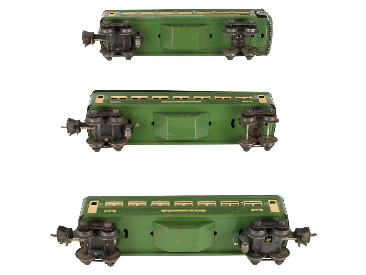 Lionel 2640S Vintage O Prewar Green/Cream Pullman Passenger Set: 2640 2640 2641 VG/Box