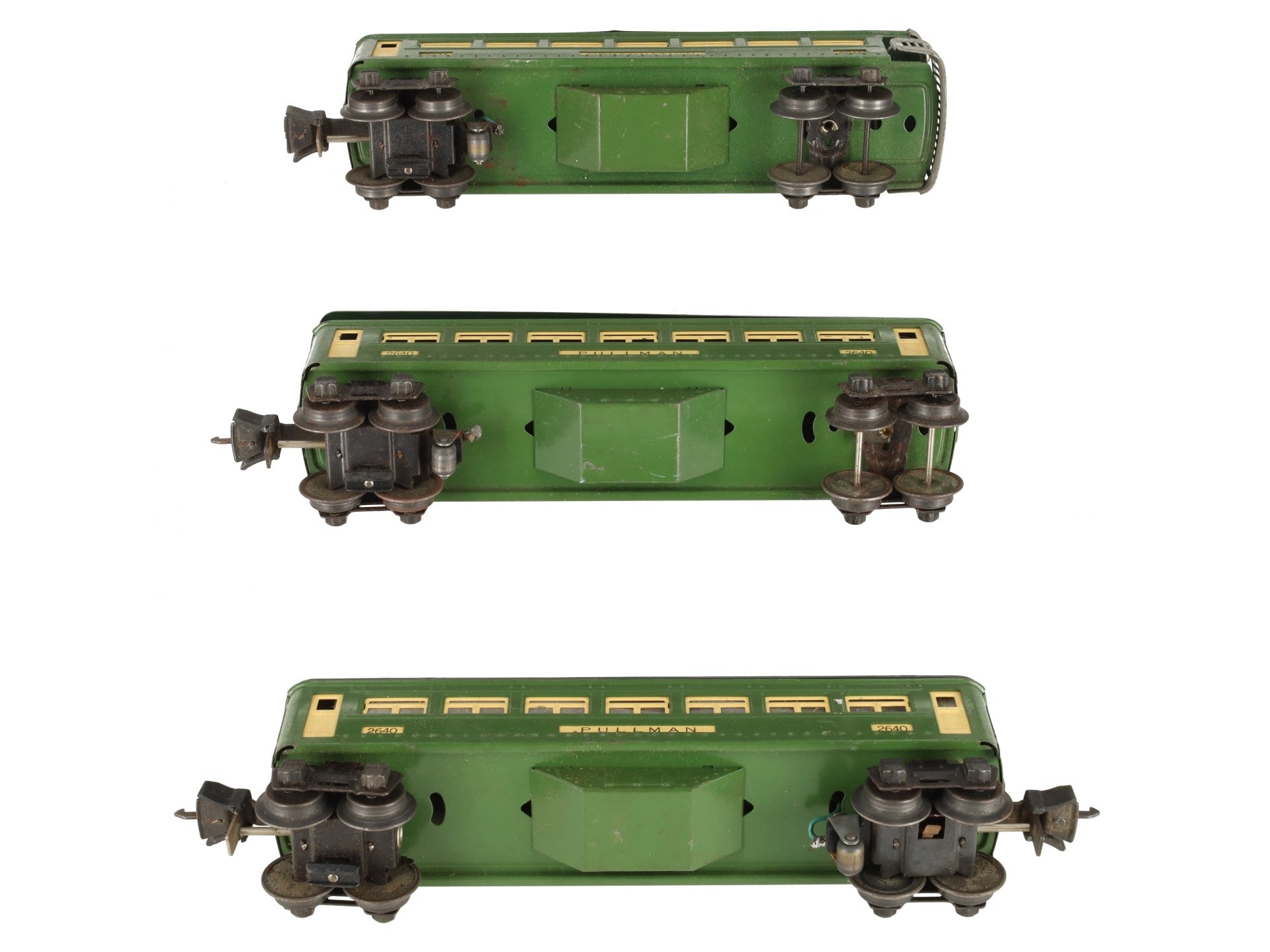 Lionel 2640S Vintage O Prewar Green/Cream Pullman Passenger Set: 2640 2640 2641 VG/Box