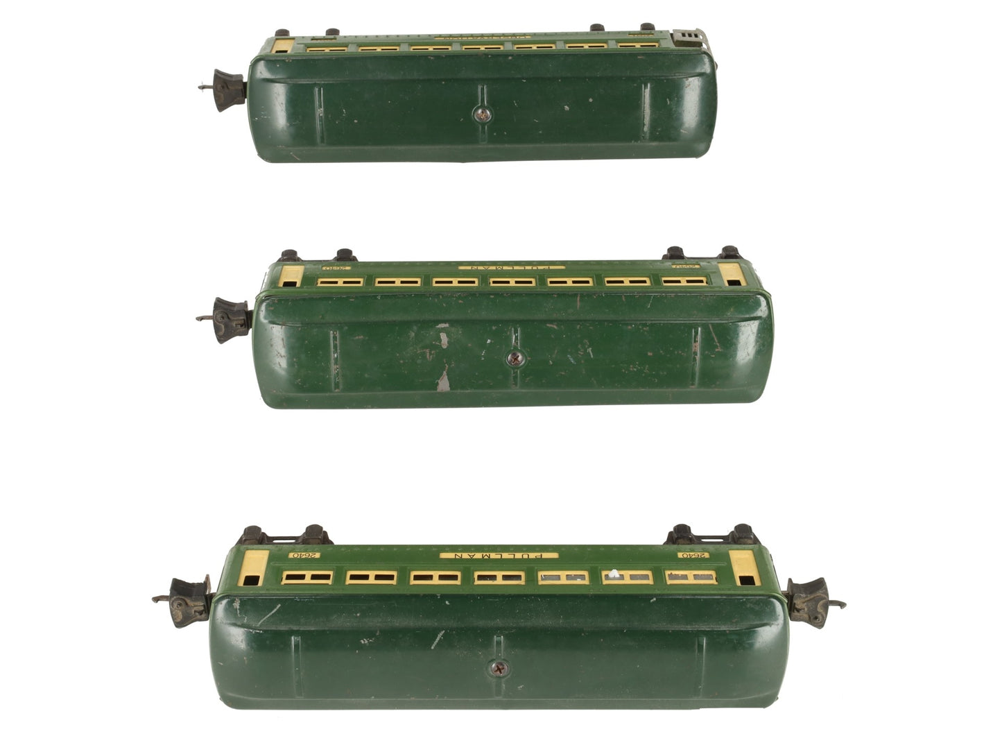Lionel 2640S Vintage O Prewar Green/Cream Pullman Passenger Set: 2640 2640 2641 VG/Box