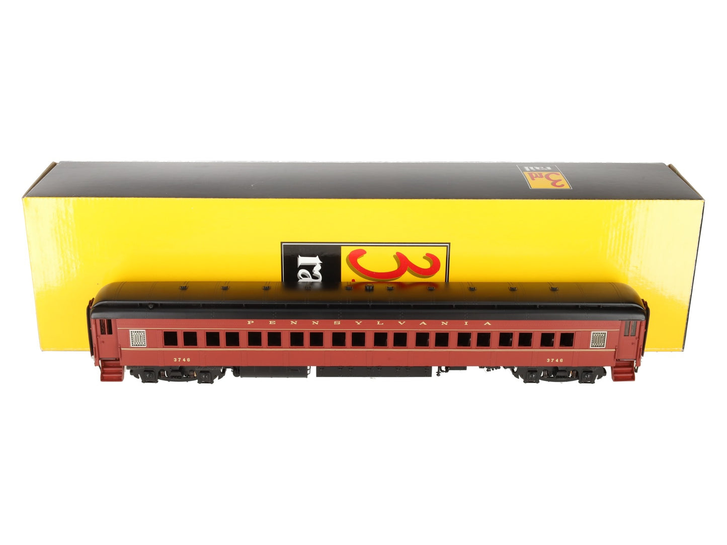 Sunset Models O Scale Brass Pennsylvania Railroad P70 Coach #3746 (2-Rail) EX/Box