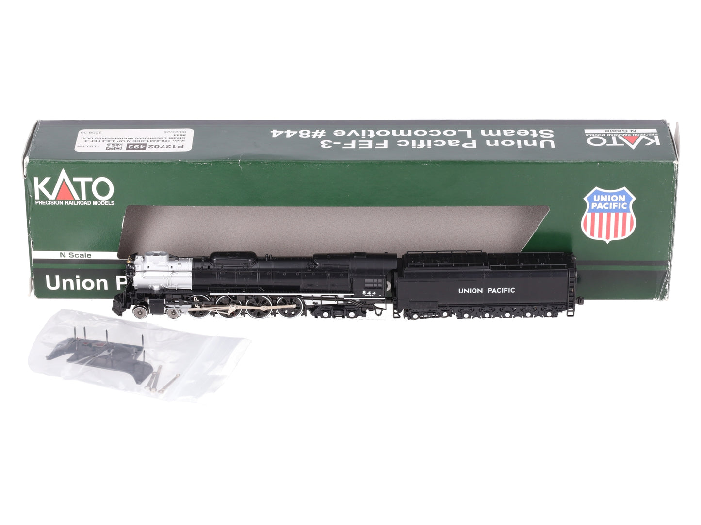Kato 126-0401-DCC N UP 4-8-4 FEF-3 Steam Locomotive w/Preinstalled DCC #844 VG/Box