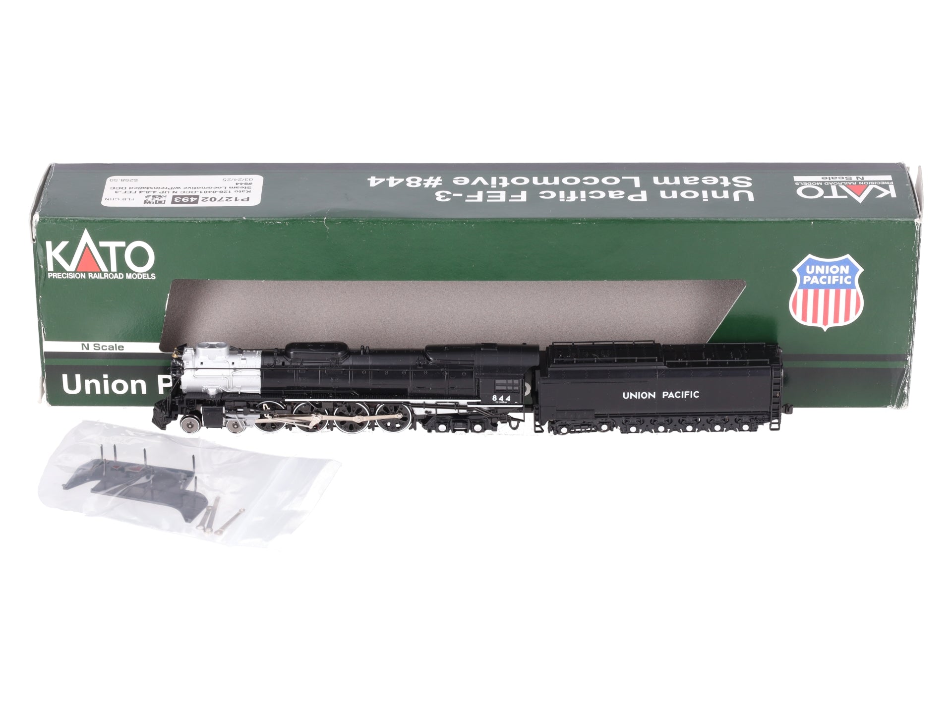 Kato 126-0401-DCC N UP 4-8-4 FEF-3 Steam Locomotive w/Preinstalled DCC #844 VG/Box