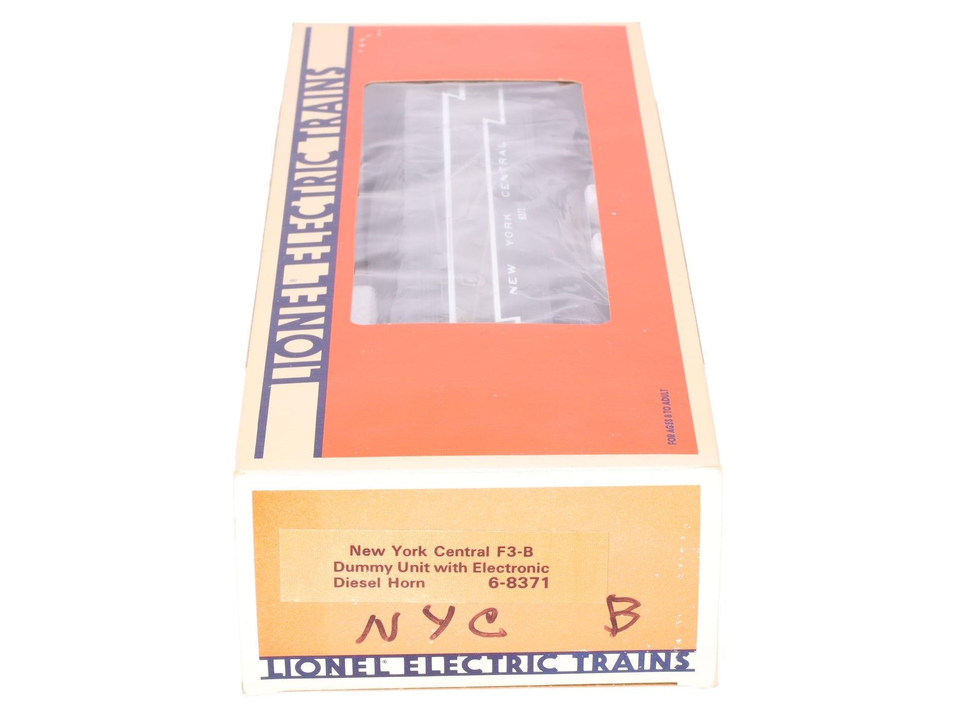 Lionel 6-8371 O New York Central F-3 B Unit Non- Pwd. Diesel Locomotive w/Horn EX/Box