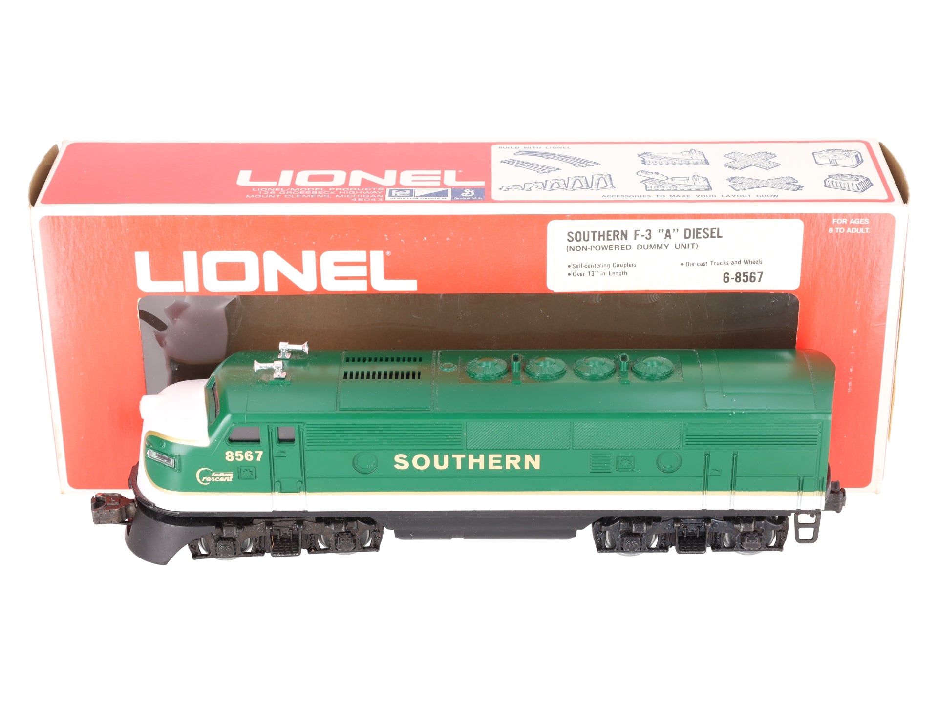 Lionel 6-8567 O Gauge Southern F3 A Non-Powered Diesel Locomotive EX/Box