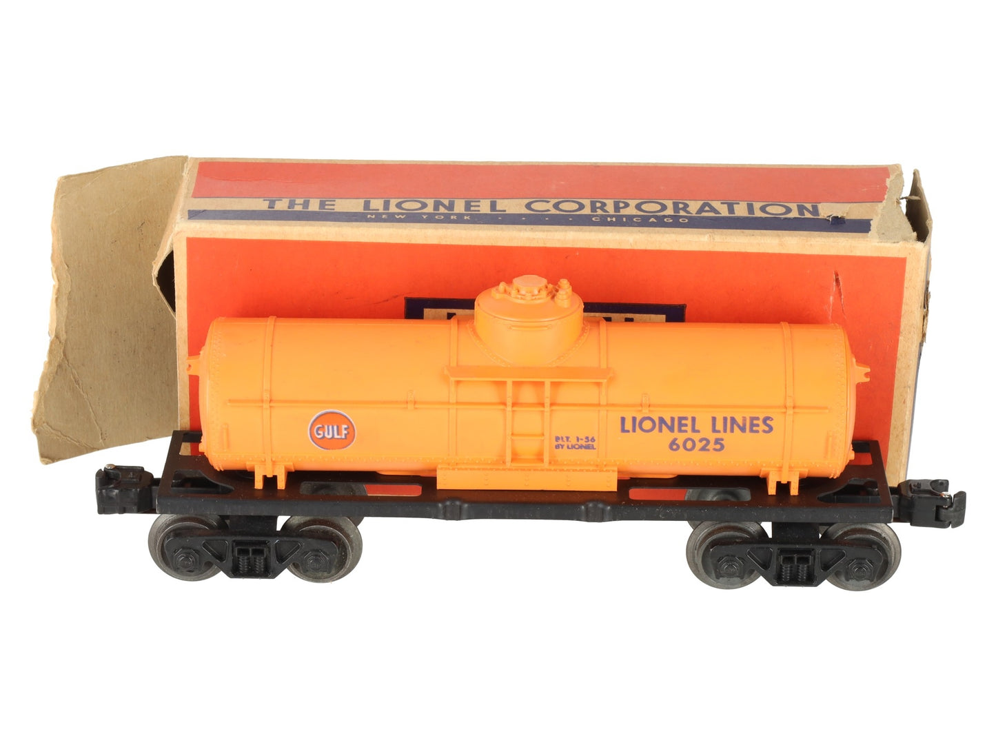 Lionel 6025-60 VIntage O Gulf  Orange Single Dome Tank Car EX/Box