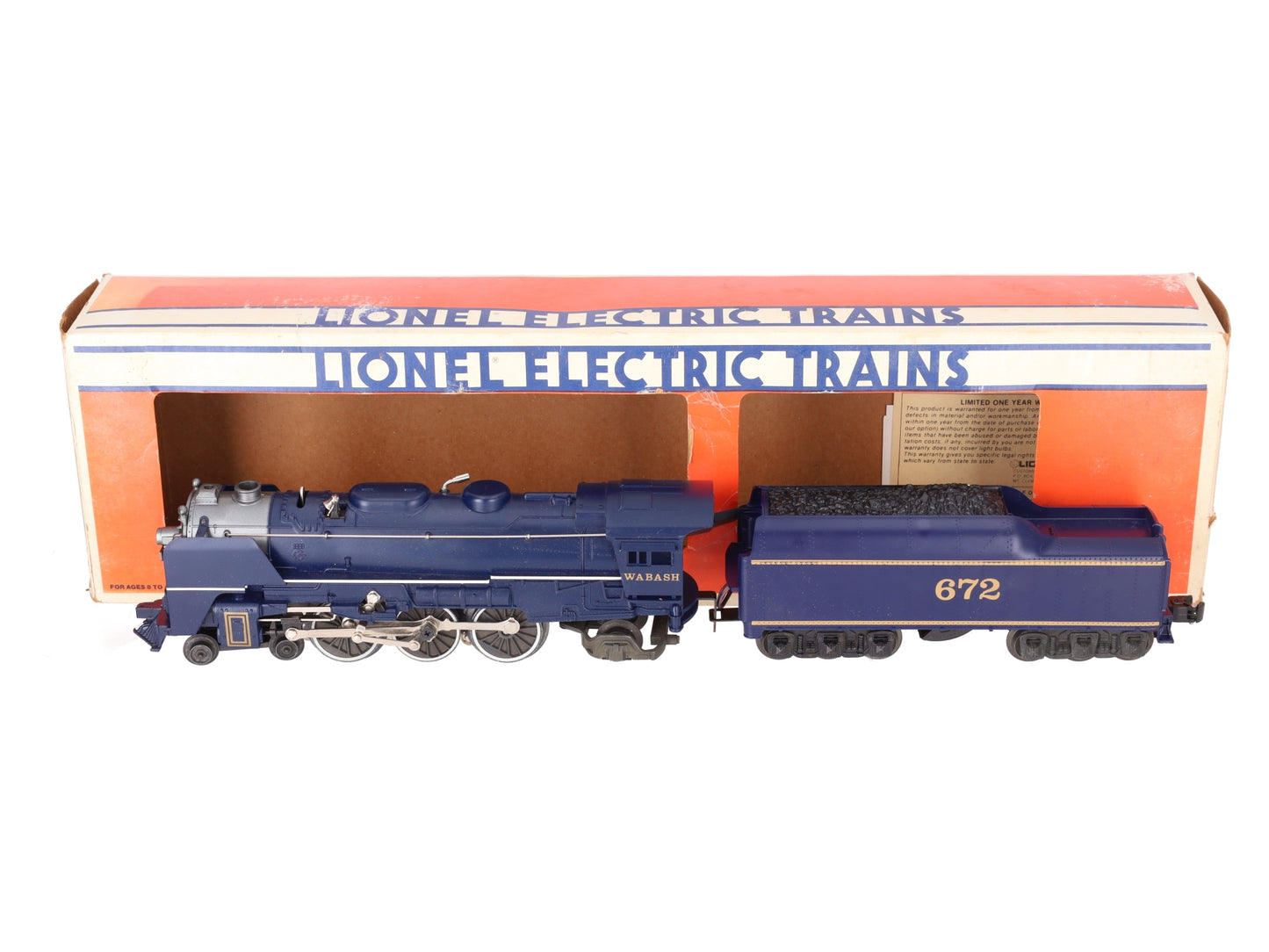 Lionel 6-8610 O Gauge Wabash 4-6-2 Steam Locomotive & Tender #672 EX/Box