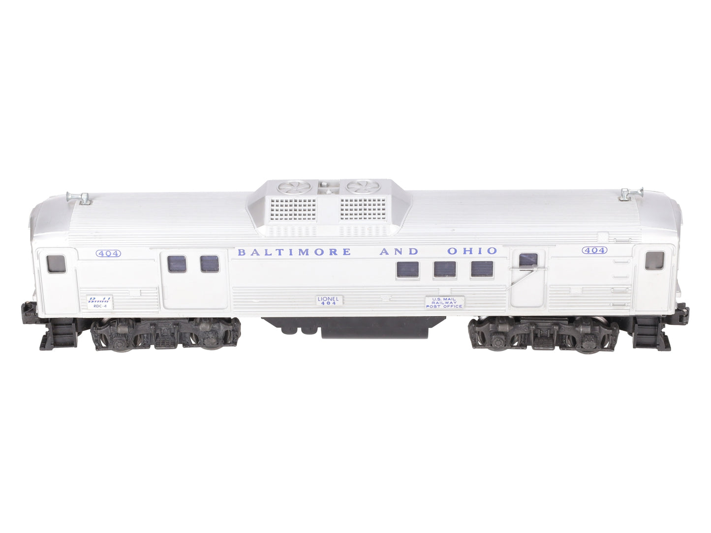 Lionel 404 Vintage O Baltimore & Ohio RDC Budd Baggage & Mail Car VG
