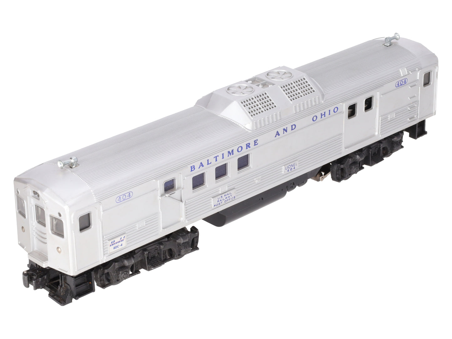 Lionel 404 Vintage O Baltimore & Ohio RDC Budd Baggage & Mail Car VG