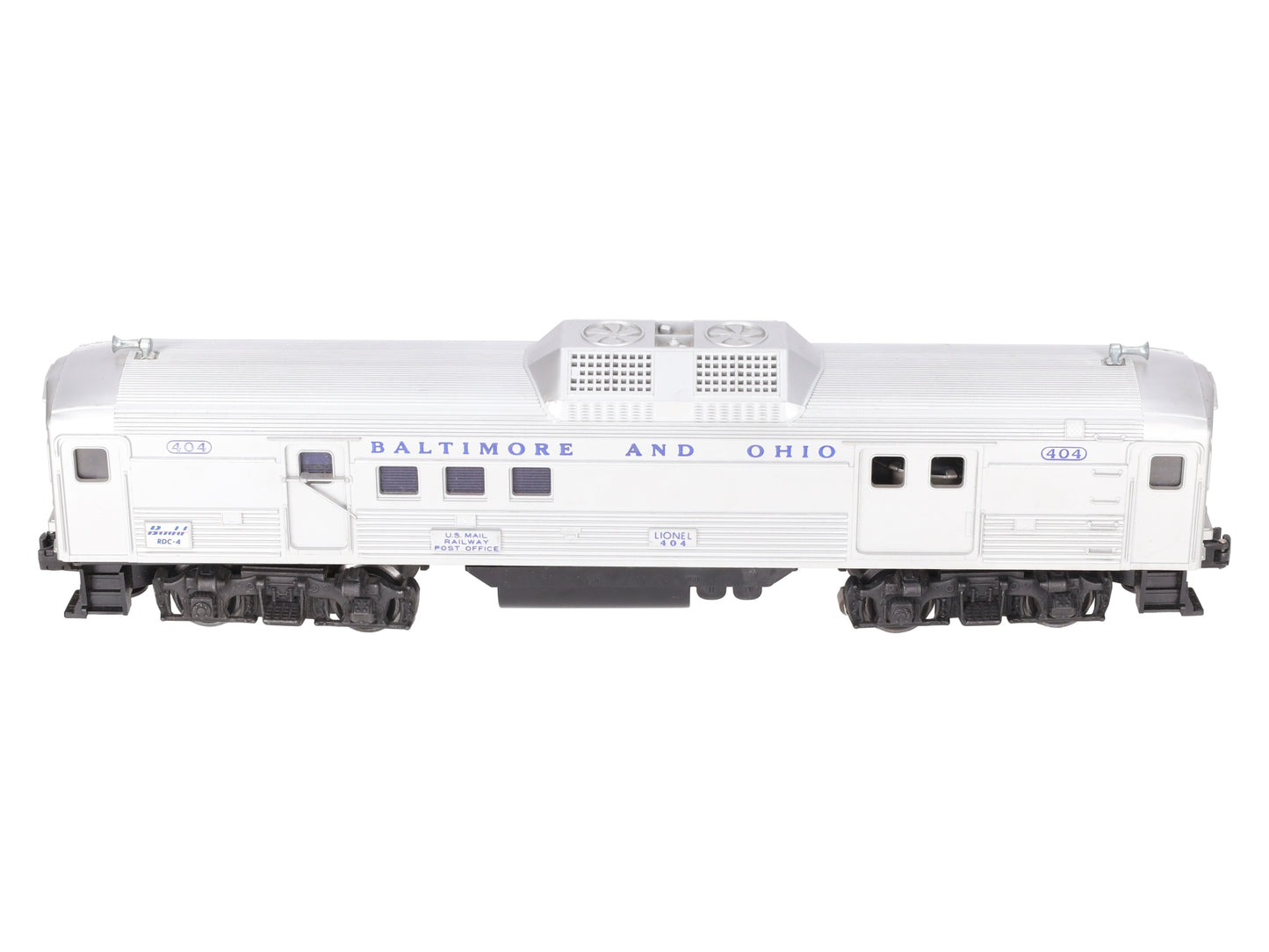 Lionel 404 Vintage O Baltimore & Ohio RDC Budd Baggage & Mail Car VG