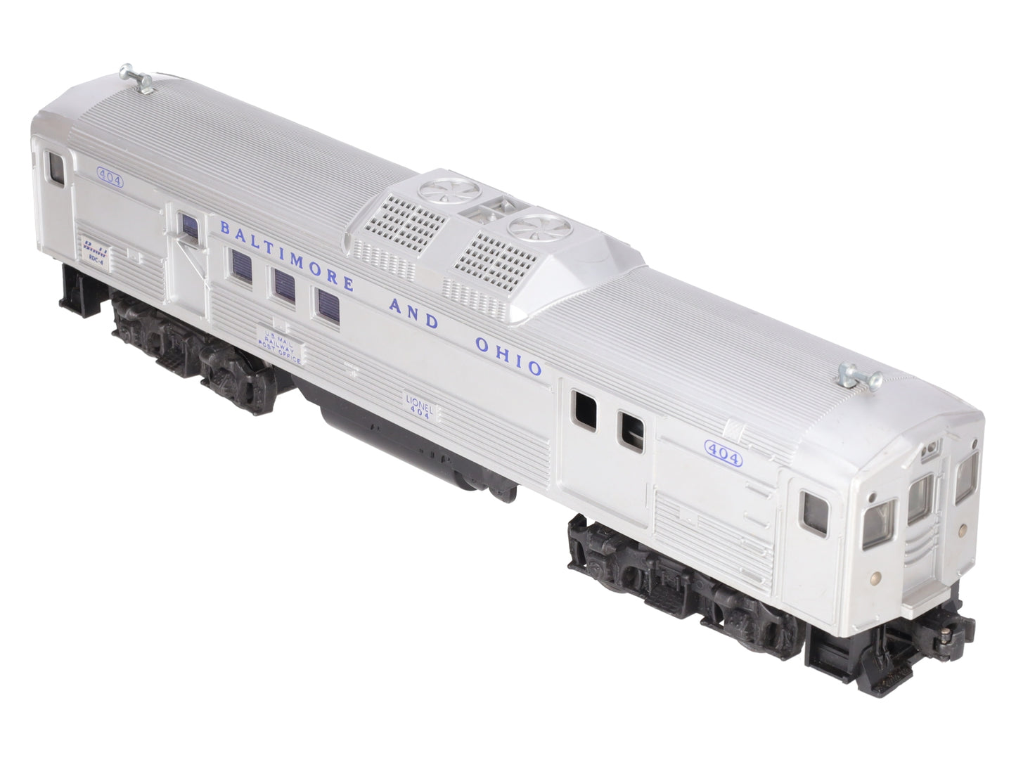 Lionel 404 Vintage O Baltimore & Ohio RDC Budd Baggage & Mail Car VG