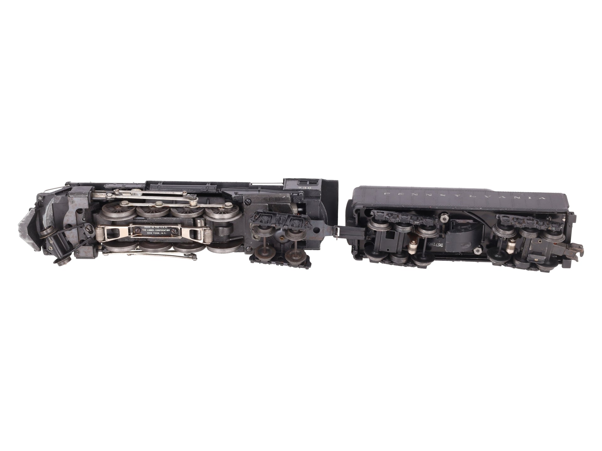 Lionel 736 Vintage O 2-8-4 Berkshire Steam Locomotive with 2671W Tender VG