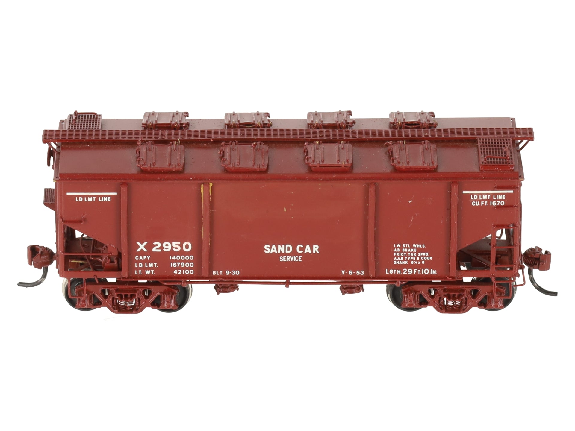 Overland 3077 HO Scale BRASS Sand Car w/ Square Hatches #X2950 - Custom