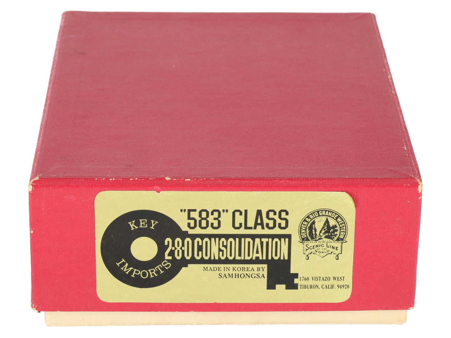 Key Imports 583 HO Scale Brass D&RGW Steam Locomotive & Tender - Painted/Box