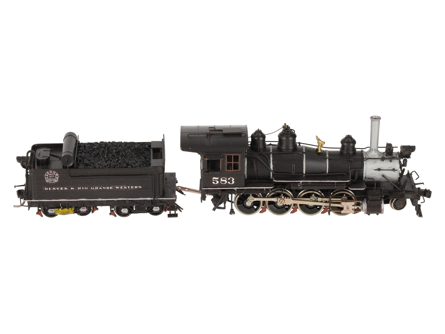 Key Imports 583 HO Scale Brass D&RGW Steam Locomotive & Tender - Painted/Box