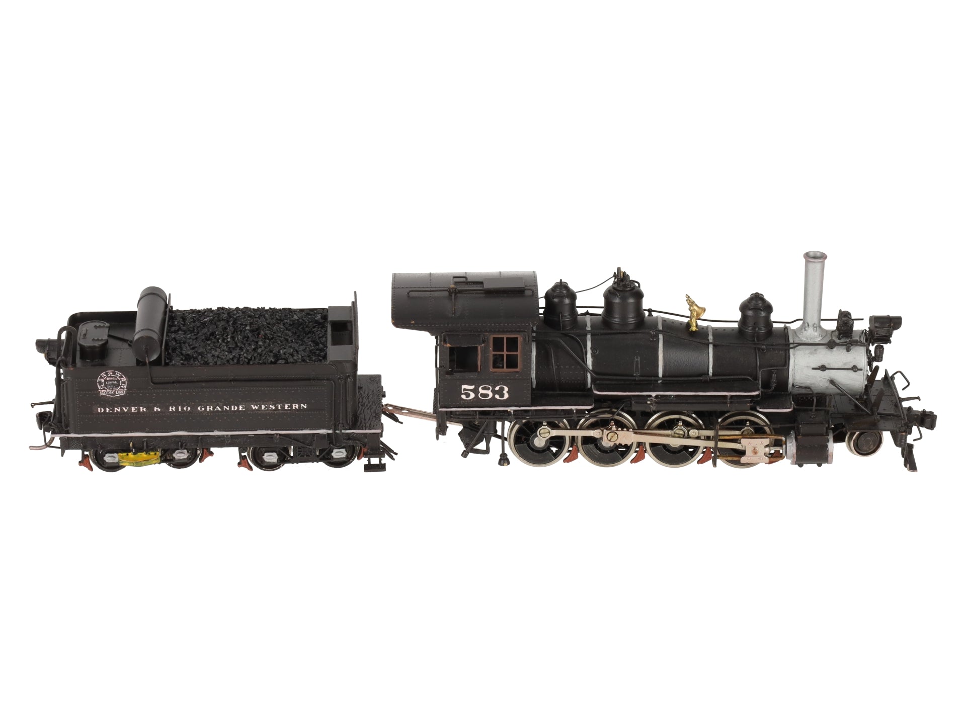 Key Imports 583 HO Scale Brass D&RGW Steam Locomotive & Tender - Painted/Box