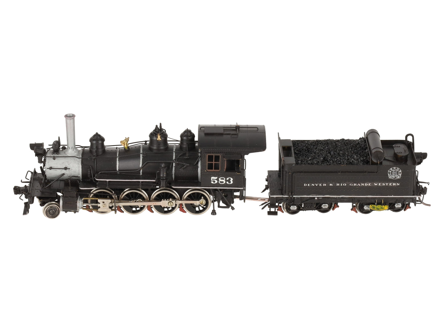 Key Imports 583 HO Scale Brass D&RGW Steam Locomotive & Tender - Painted/Box