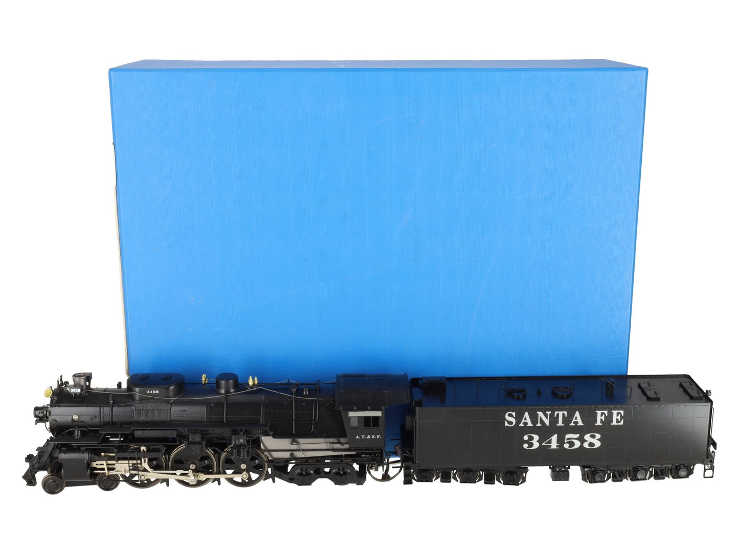 Pecos River 4010P O Brass Santa Fe 4-6-4 Steam Loco & Tender #3458 (2-Rail) FP VG/Box