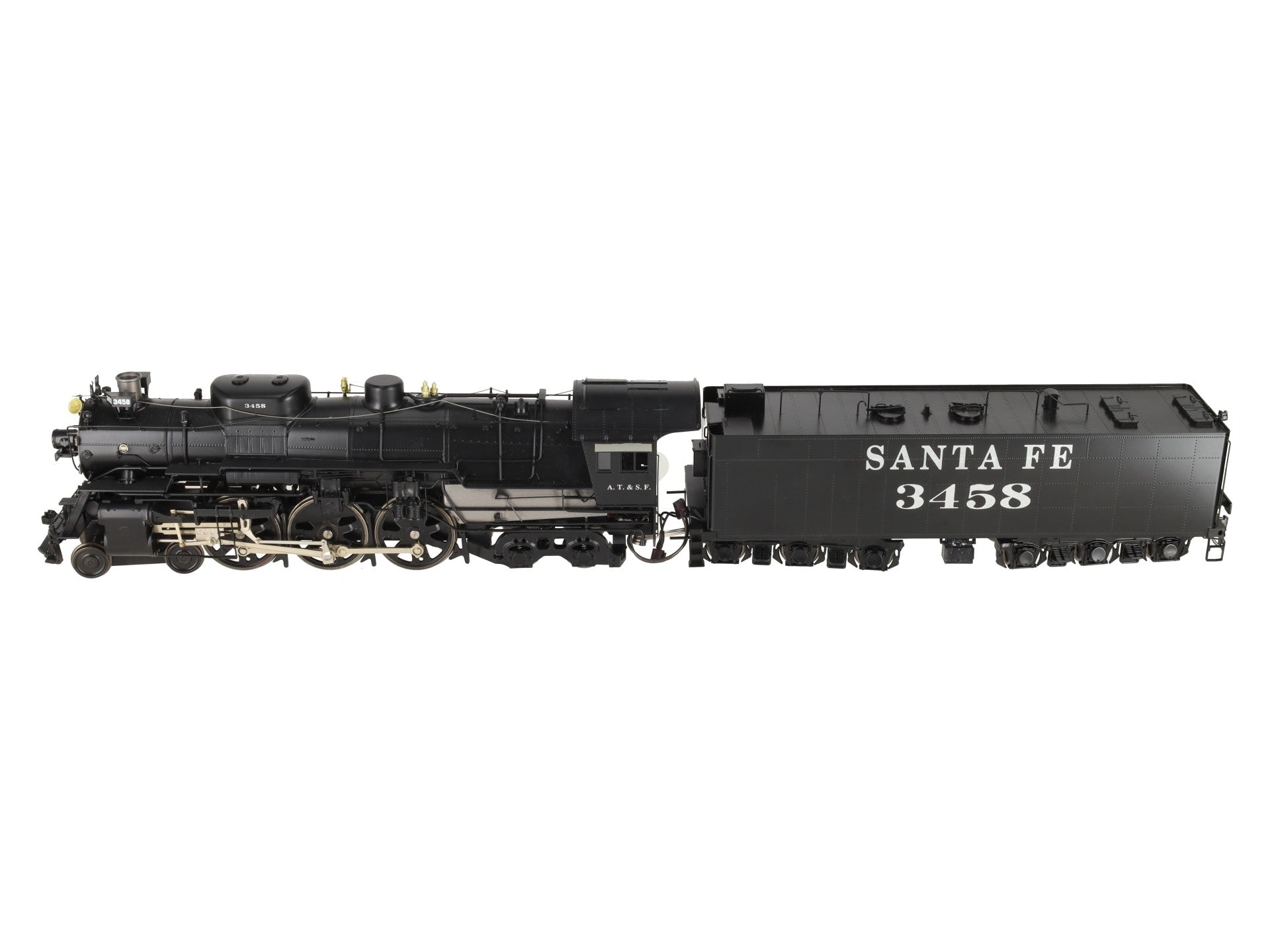 Pecos River 4010P O Brass Santa Fe 4-6-4 Steam Loco & Tender #3458 (2-Rail) FP VG/Box