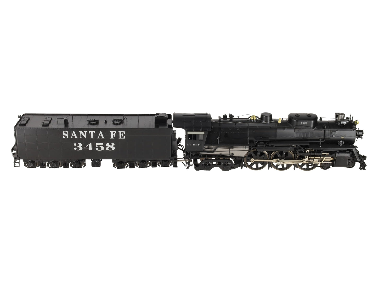 Pecos River 4010P O Brass Santa Fe 4-6-4 Steam Loco & Tender #3458 (2-Rail) FP VG/Box