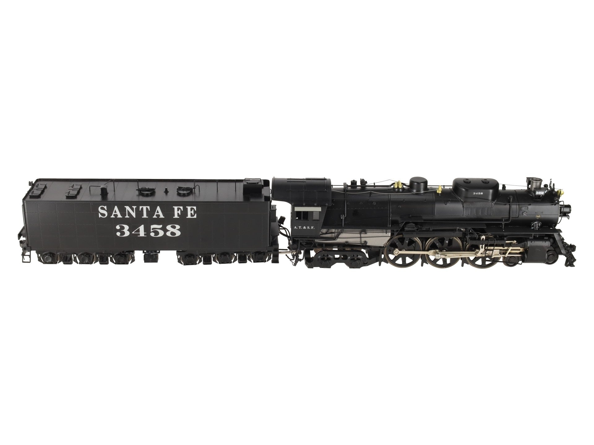 Pecos River 4010P O Brass Santa Fe 4-6-4 Steam Loco & Tender #3458 (2-Rail) FP VG/Box