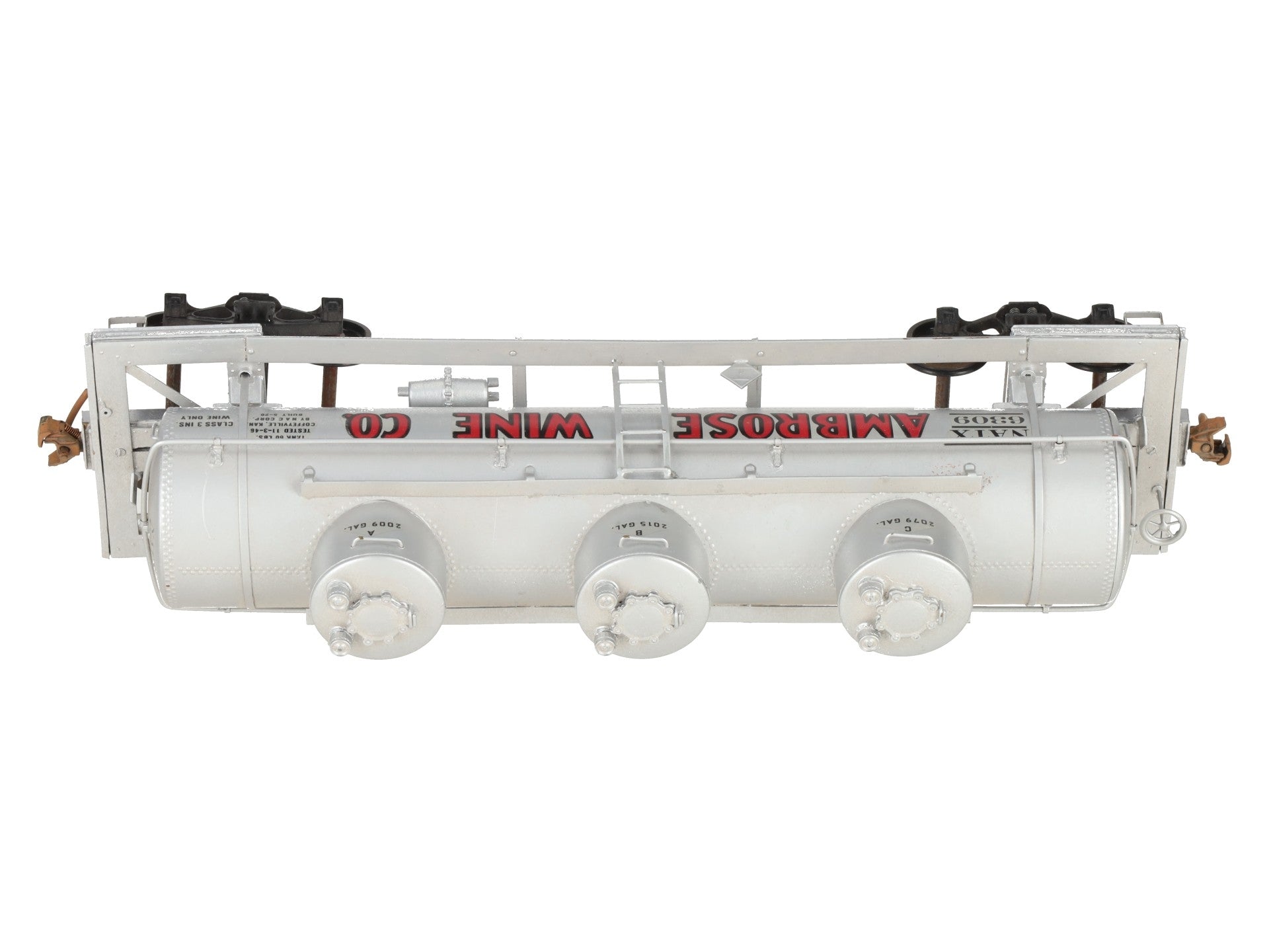 O Scale Brass Ambrose Wine 3-Dome Tank Car #6309 (2-Rail) - Painted
