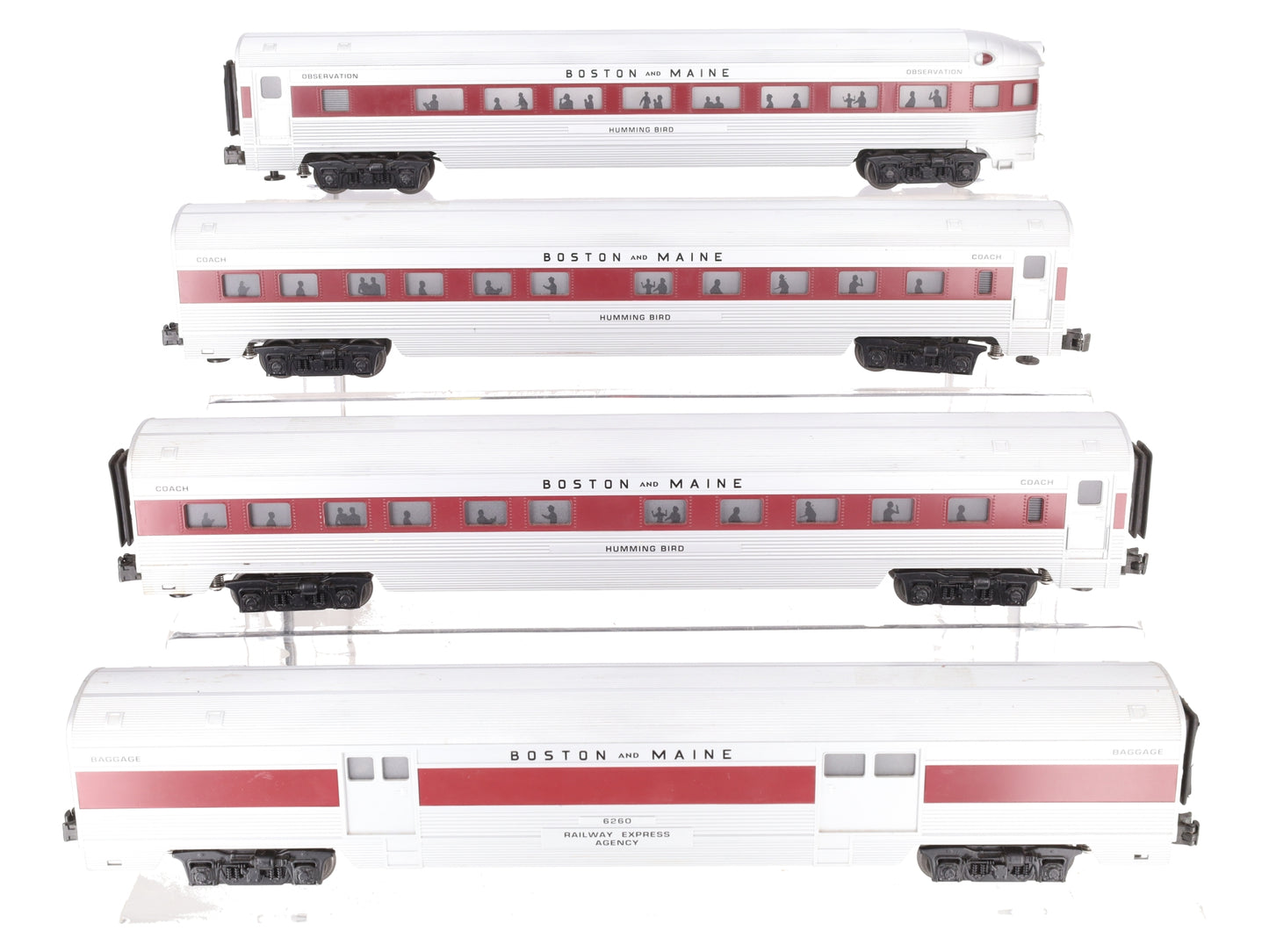 Williams STR72-03 Boston & Maine "Humming Bird" Streamliner Passenger 4-Car Set VG