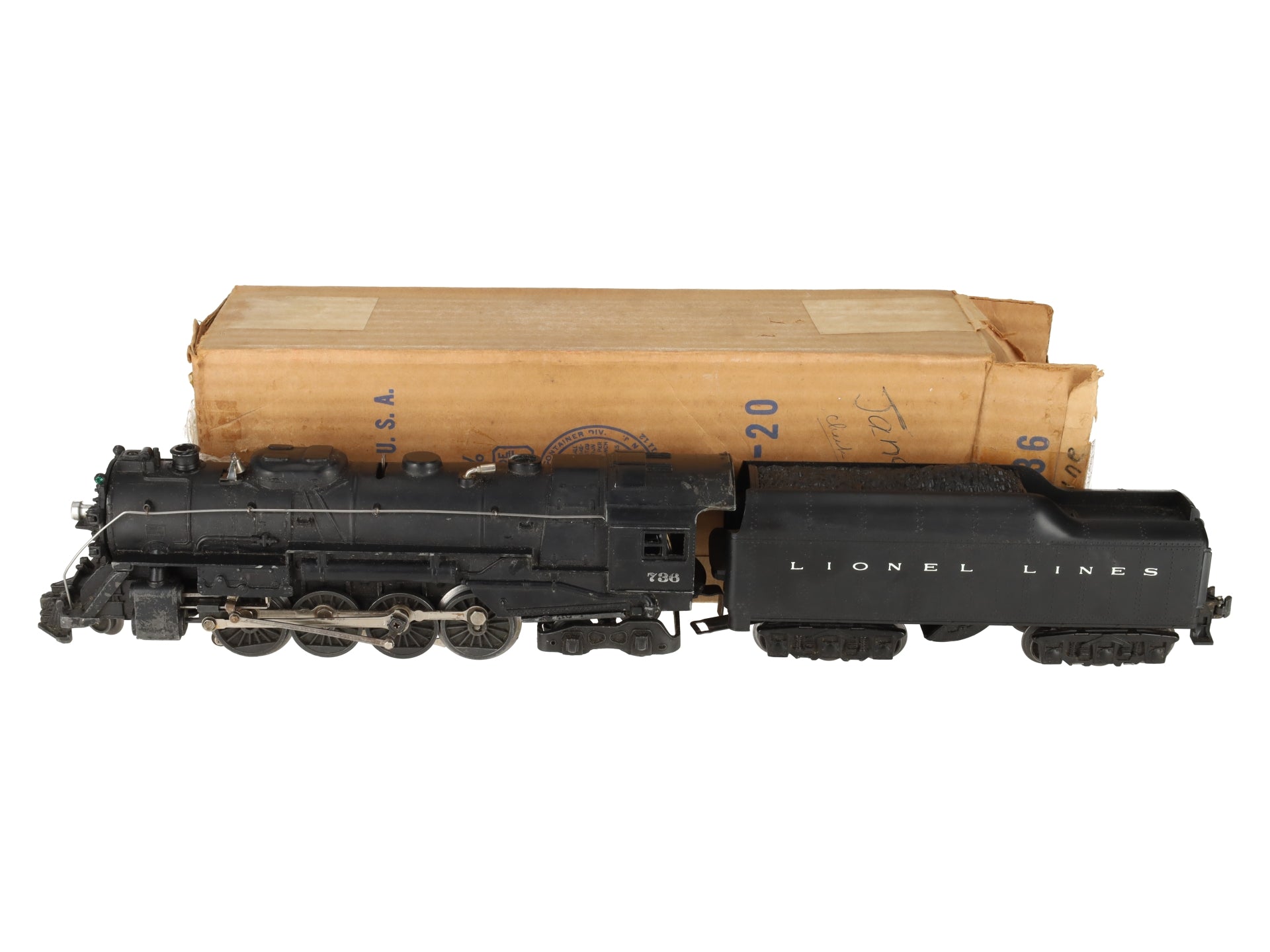 Lionel 736 Vintage O 2-8-4 Berkshire Steam Locomotive with 2671WX Tender VG