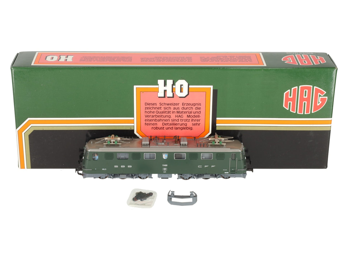 HAG 123 HO SBB Ae 6/6 Stadtelok grun Electric Locomotive #11480 EX/Box