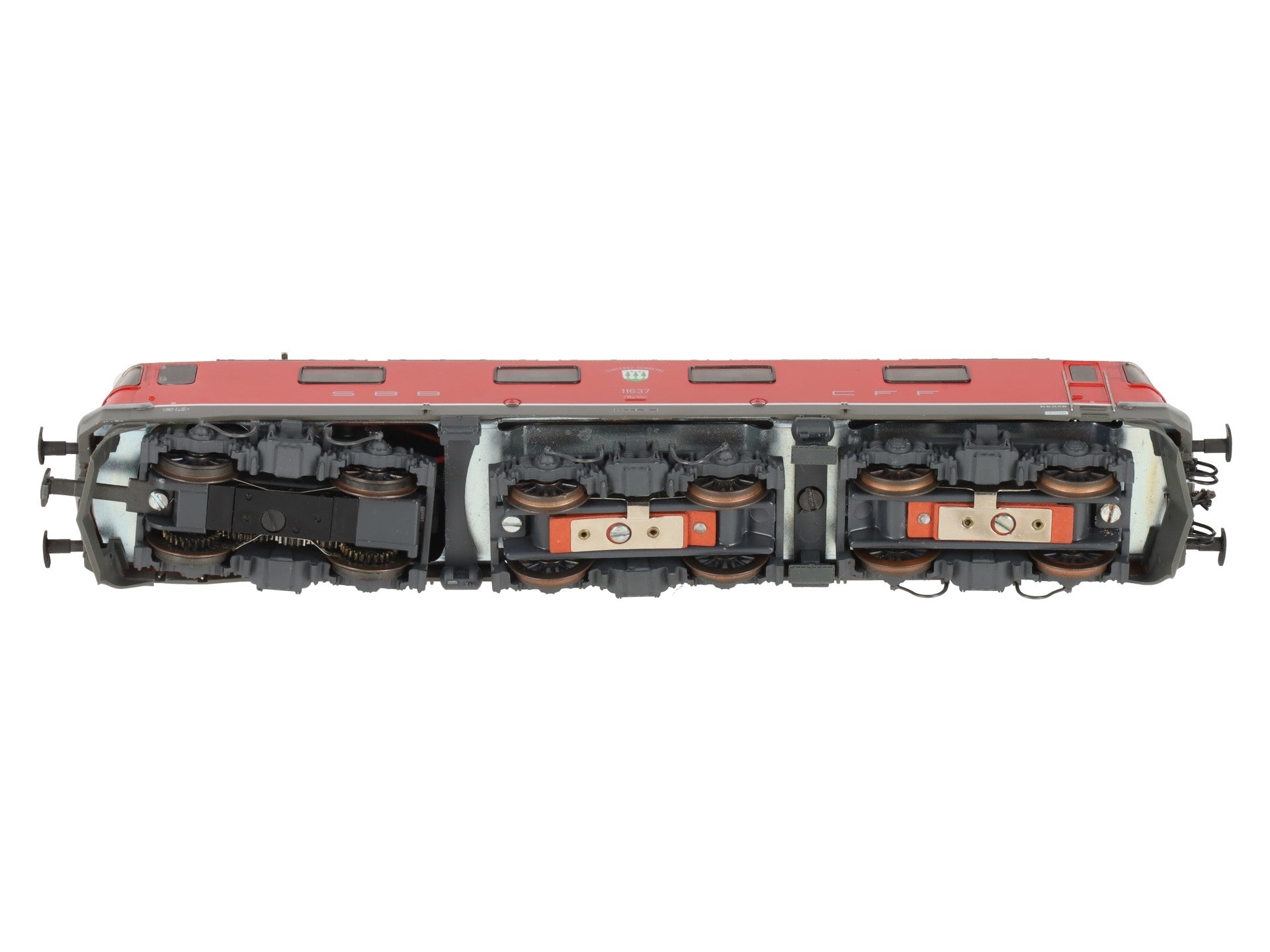HAG 208 HO Scale SBB Re 6/6 rot Electric Locomotive #11637 EX/Box