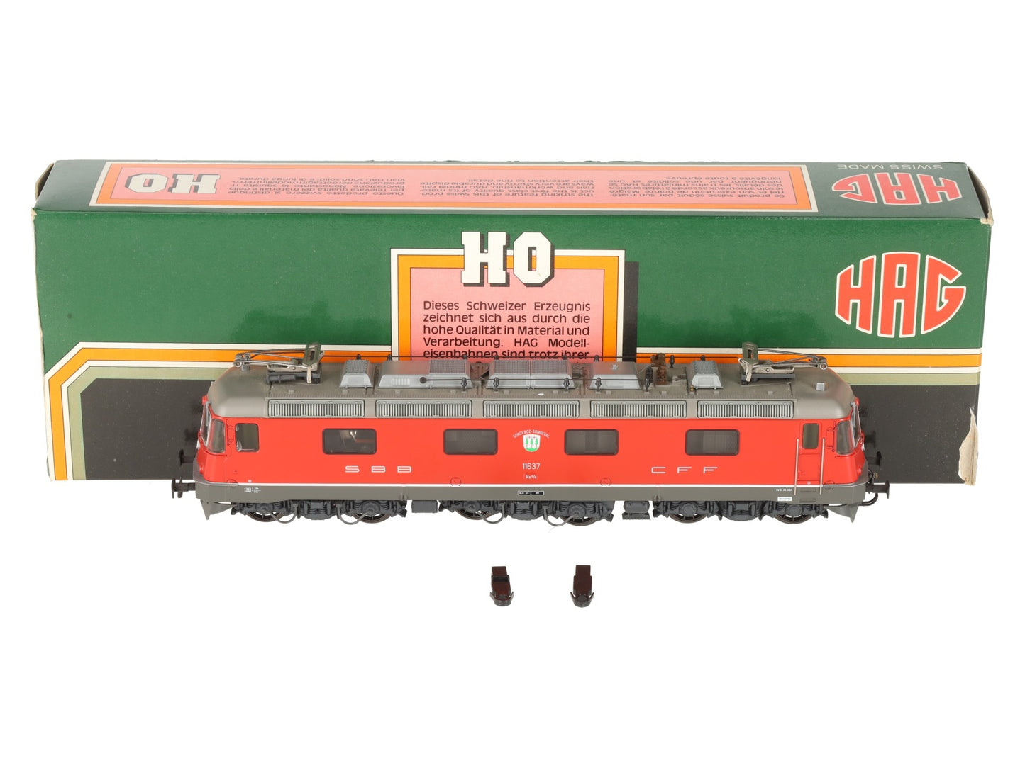 HAG 208 HO Scale SBB Re 6/6 rot Electric Locomotive #11637 EX/Box