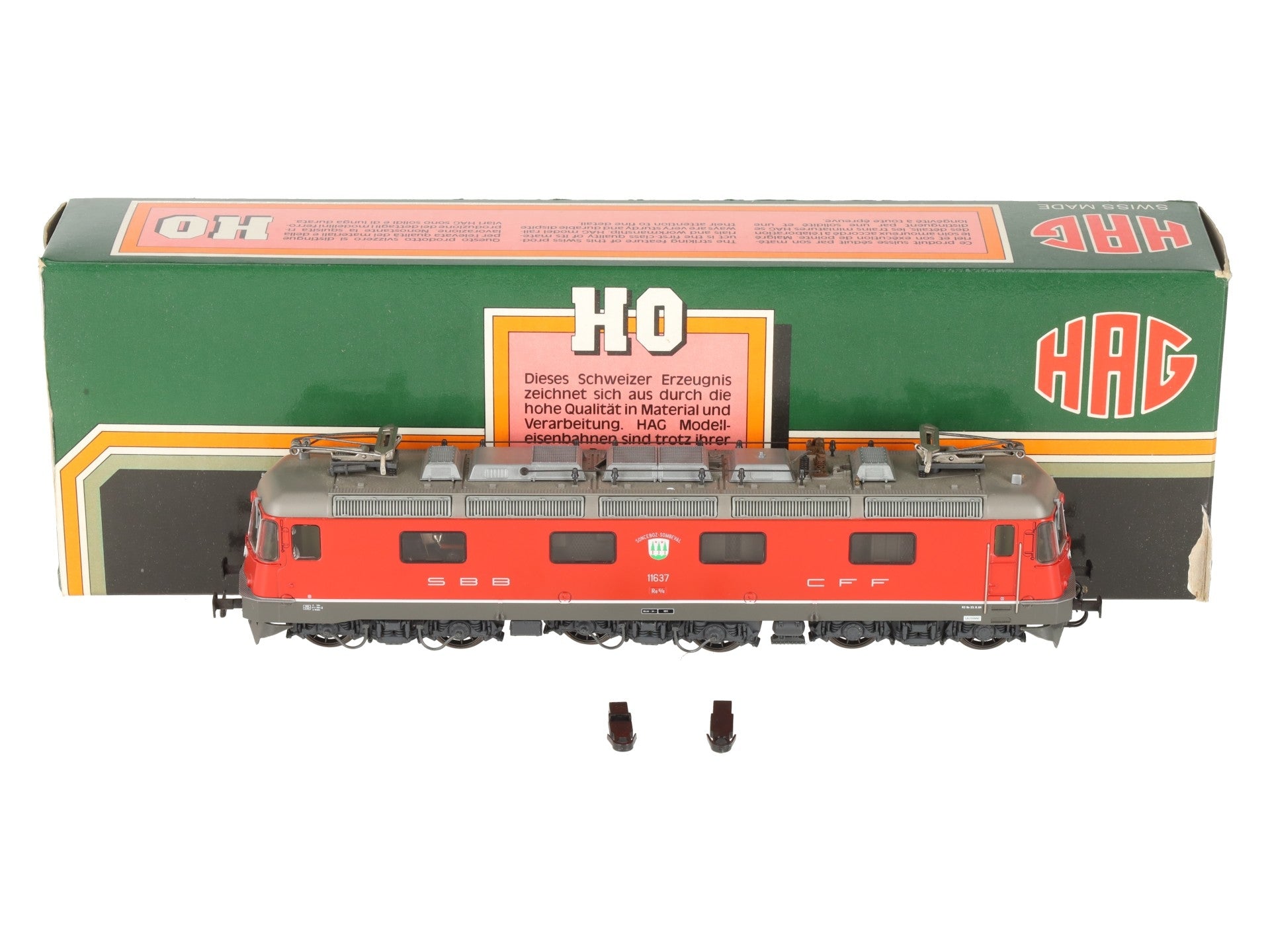 HAG 208 HO Scale SBB Re 6/6 rot Electric Locomotive #11637 EX/Box
