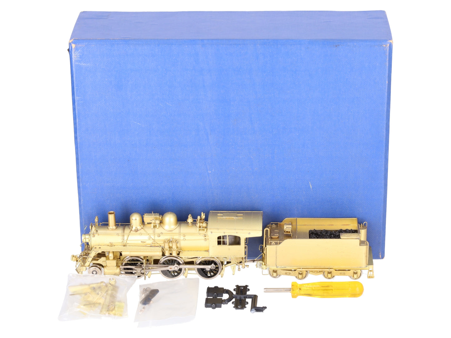 Pacific Fast Mail HO BRASS B&M B-15 2-6-0 Steam Locomotive & Tender -Unpainted EX/Box