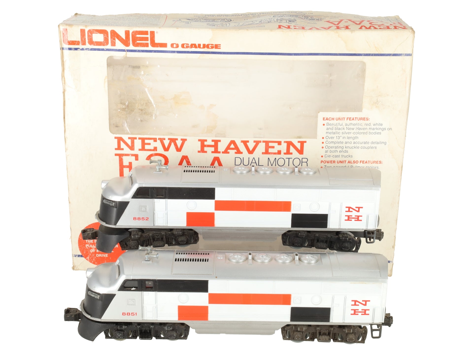 Lionel 6-8851 O Gauge New Haven F3 AA Diesel Locomotive Set #8851/8852 VG/Box