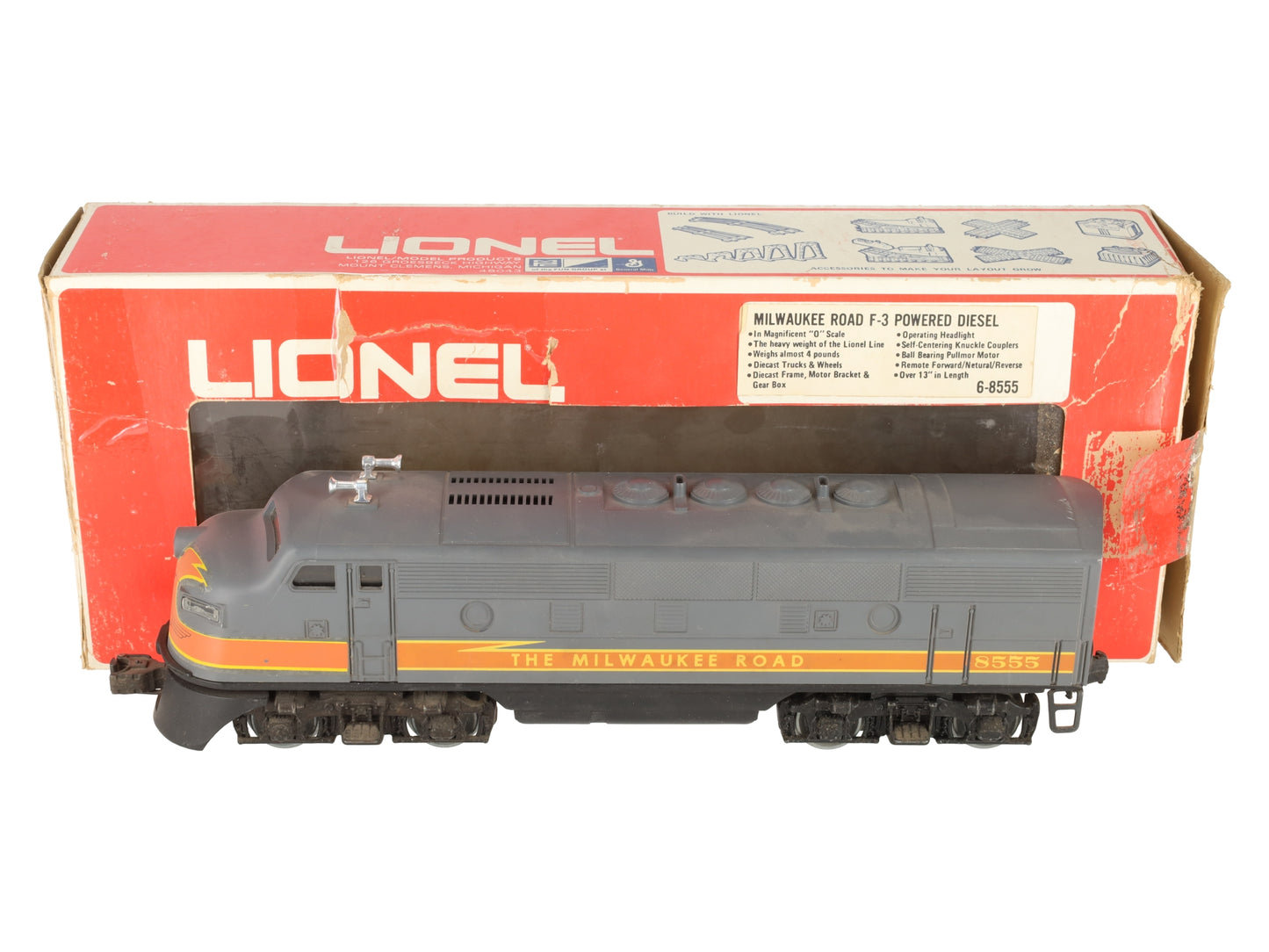 Lionel 6-8555 O Gauge Milwaukee Road F-3 Powered A Unit Diesel Locomotive VG/Box