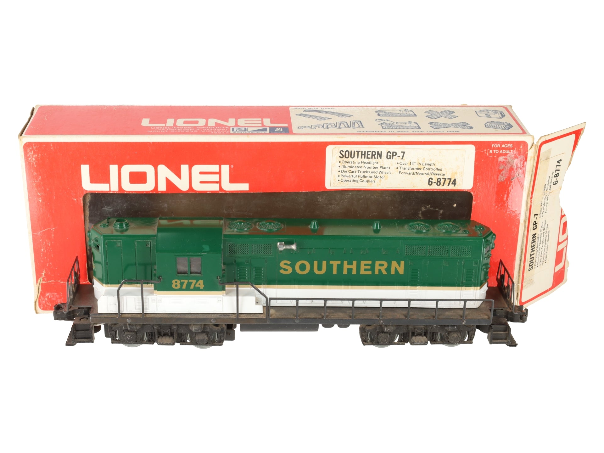 Lionel 6-8774 O Gauge Southern GP-7 Diesel Locomotive VG/Box