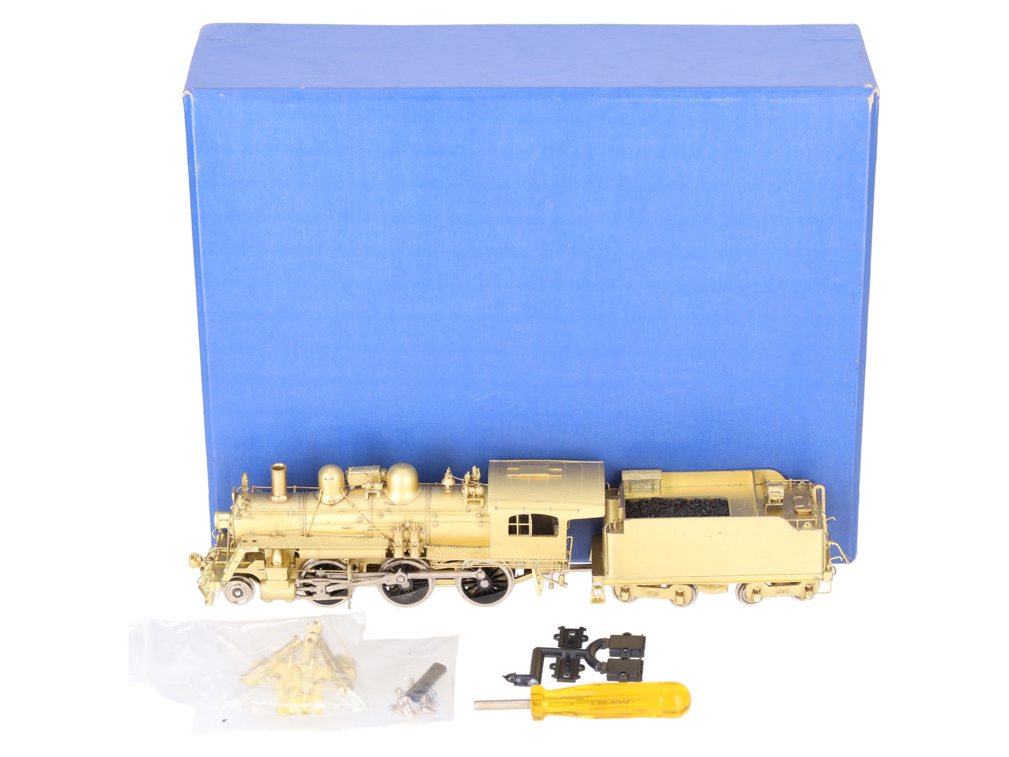 Pacific Fast Mail HO BRASS B&M B-15 2-6-0 Steam Locomotive & Tender -Unpainted EX/Box