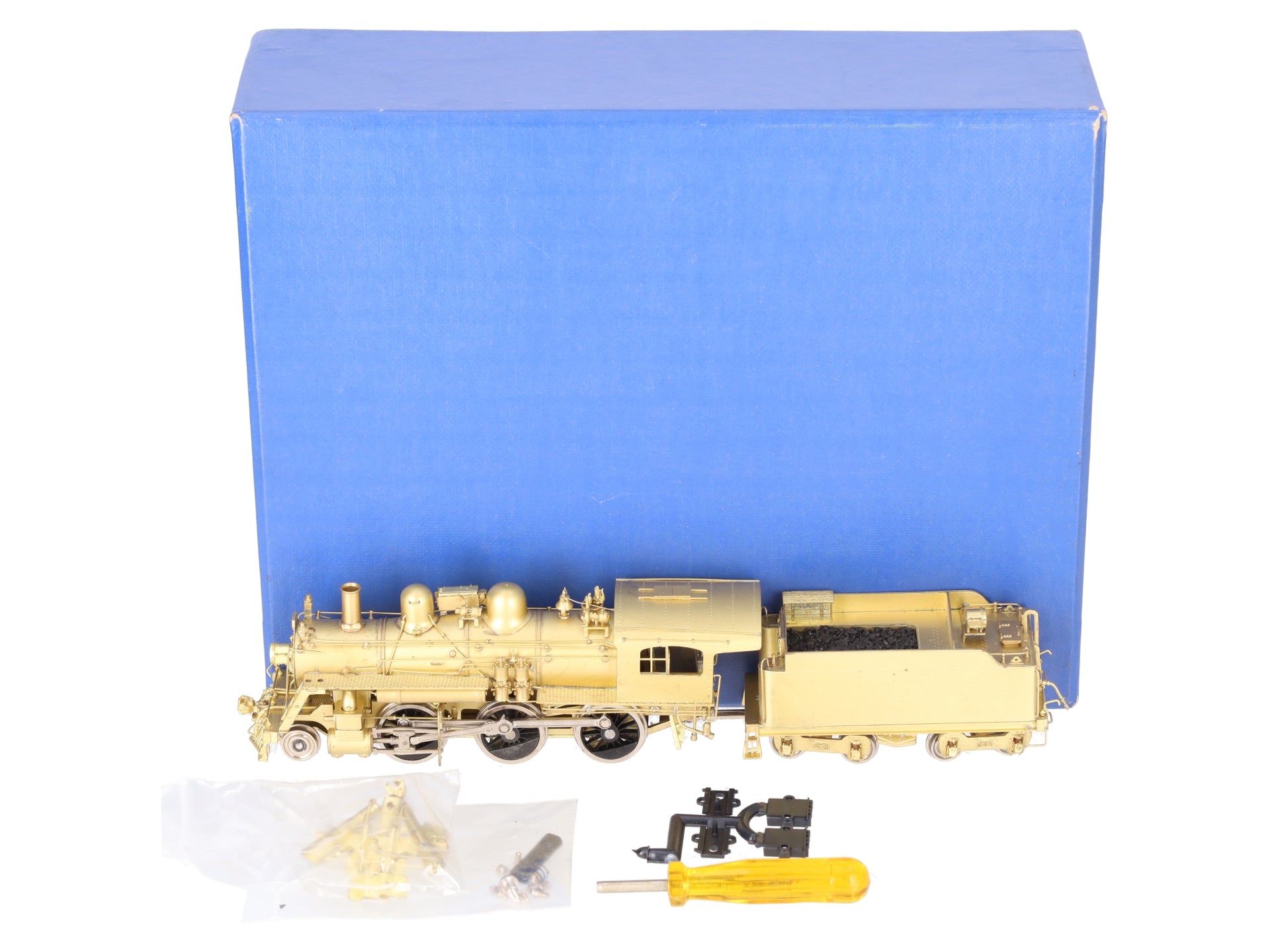 Pacific Fast Mail HO BRASS B&M B-15 2-6-0 Steam Locomotive & Tender -Unpainted EX/Box