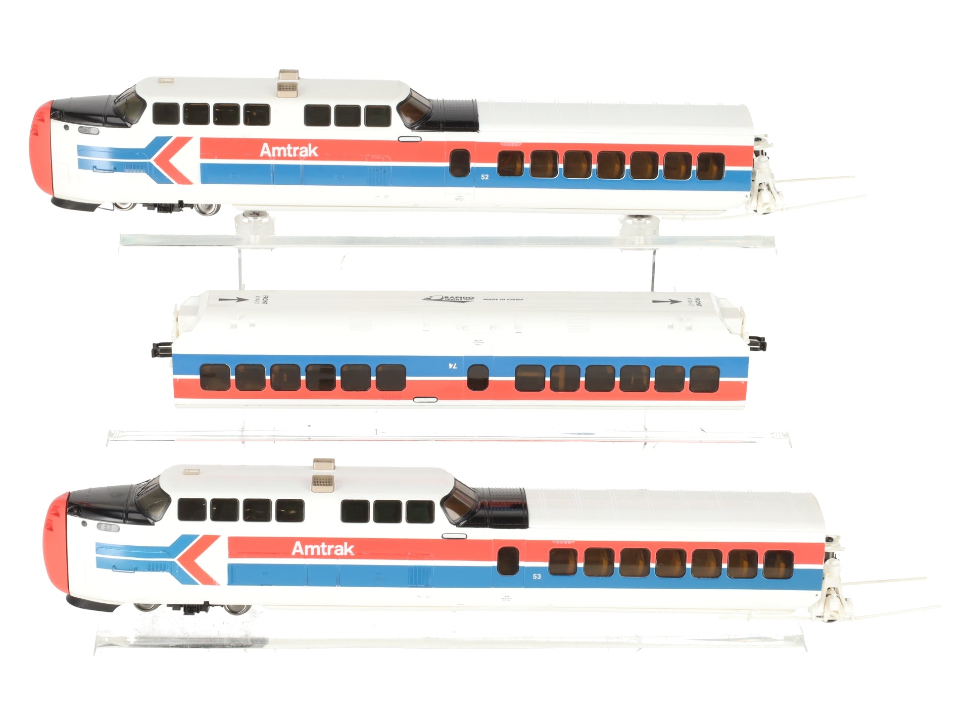 Rapido Trains 200004 Amtrak TurboTrain Late HO Gauge Diesel Passenger Train Set EX/Box