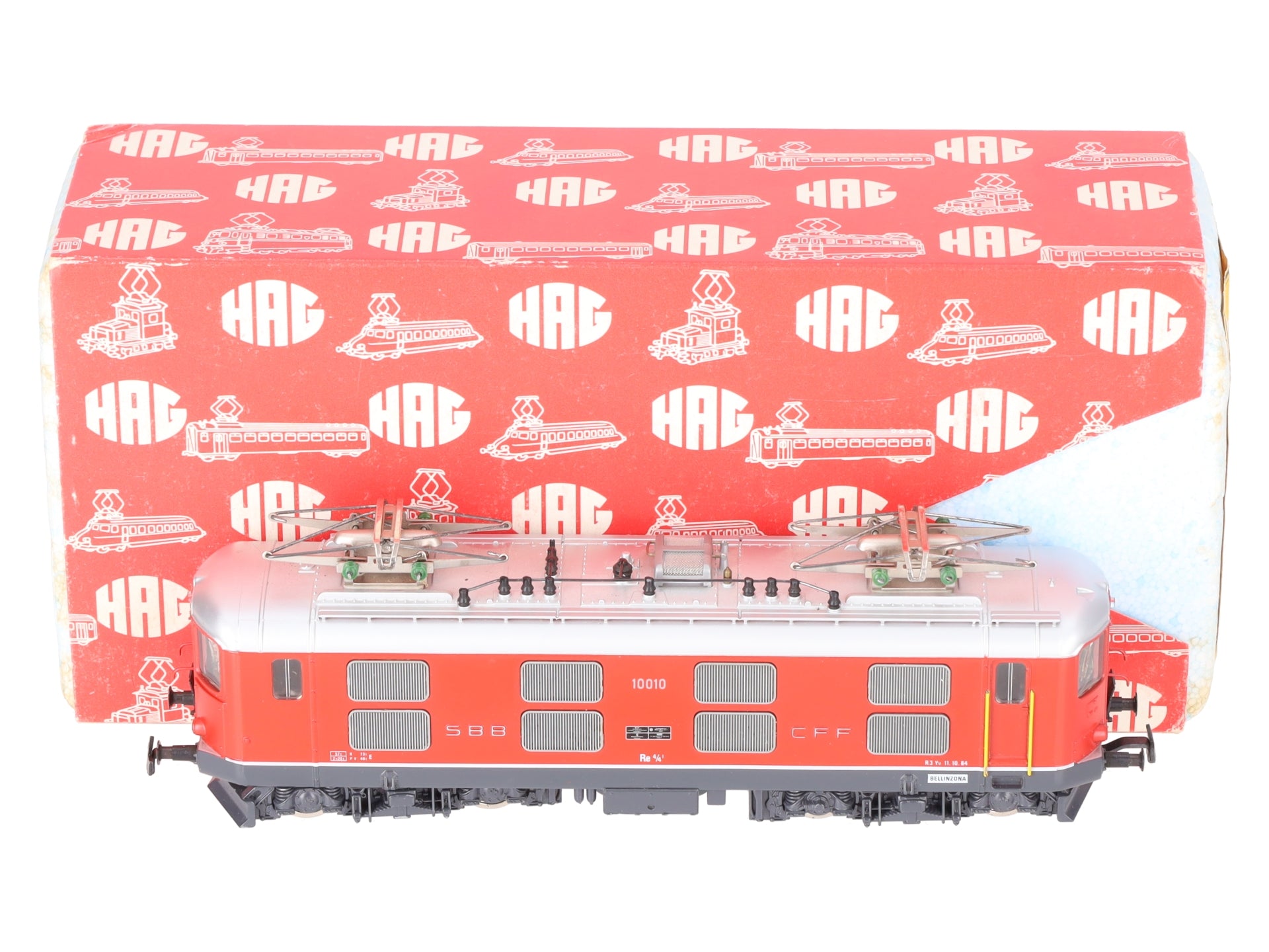 HAG 238 HO SBB Re 4/4 I Rot Electric Locomotive #10010 EX/Box