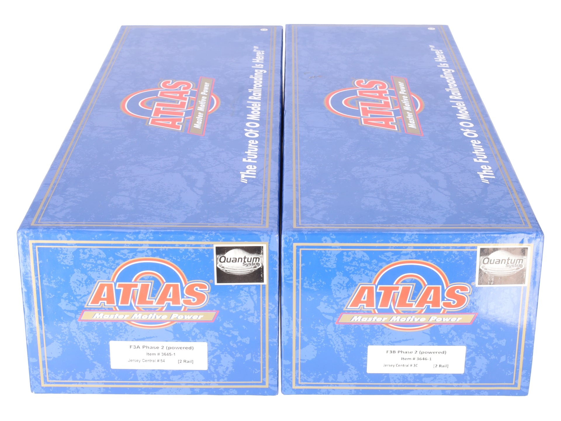 Atlas 3645-1 O CNJ Phase 2 Powered F3 A/B Diesel Locomotive Set #54 (2-Rail) EX/Box