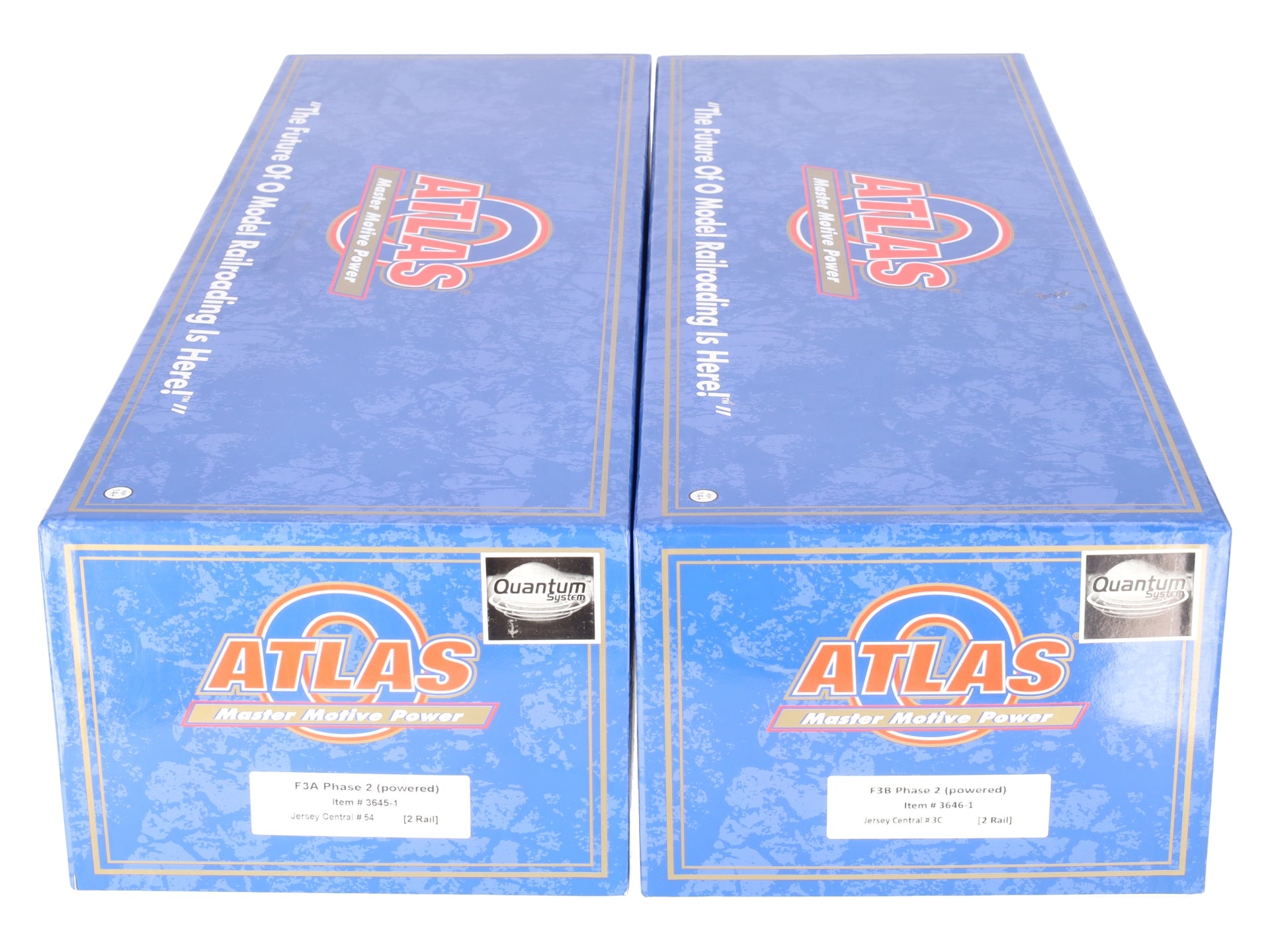Atlas 3645-1 O CNJ Phase 2 Powered F3 A/B Diesel Locomotive Set #54 (2-Rail) EX/Box