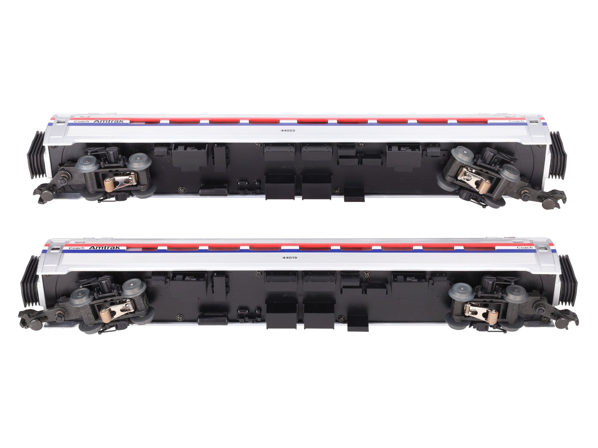 MTH 20-6655 O Scale Amtrak Amfleet Phase III Passenger Coach Cars (Set of 2) VG/Box