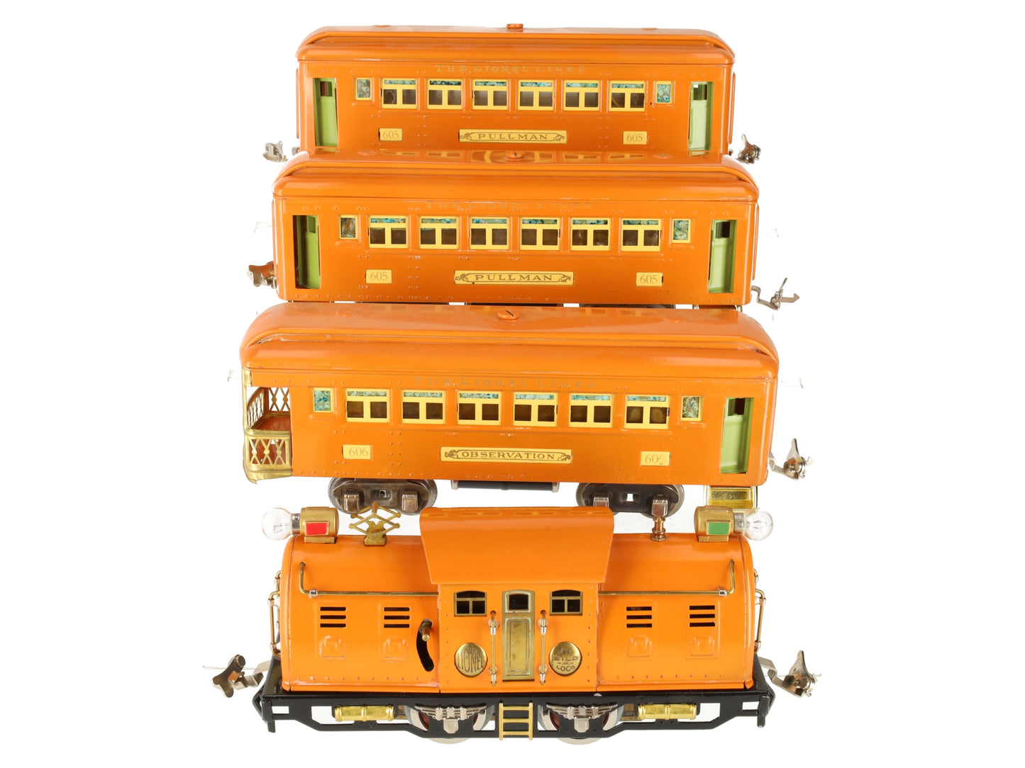 Lionel 4 O Macy's Original Bild-A-Loco Electric Loco & Passengers #4 605 605 606 VG